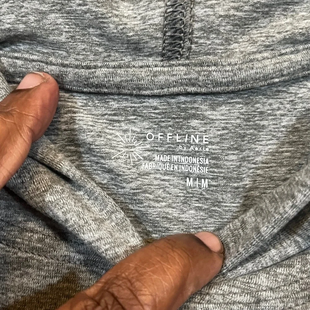 NEW OFFLINE by Aerie Real Me Hoodie Grey Heathered Long Sleeve Sweatshirt M